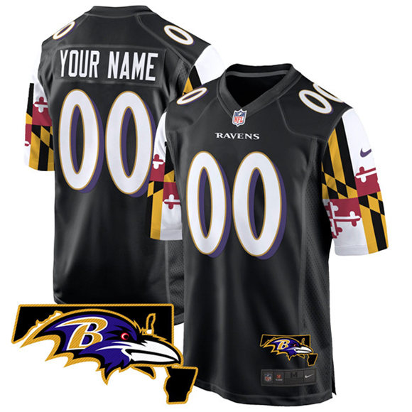 Men's Baltimore Ravens Active Player Custom Black Maryland Flag Vapor Limited Football Game Jersey Men's Baltimore Ravens Active Player Custom Black Maryland Flag Vapor Limited Football Game Jersey